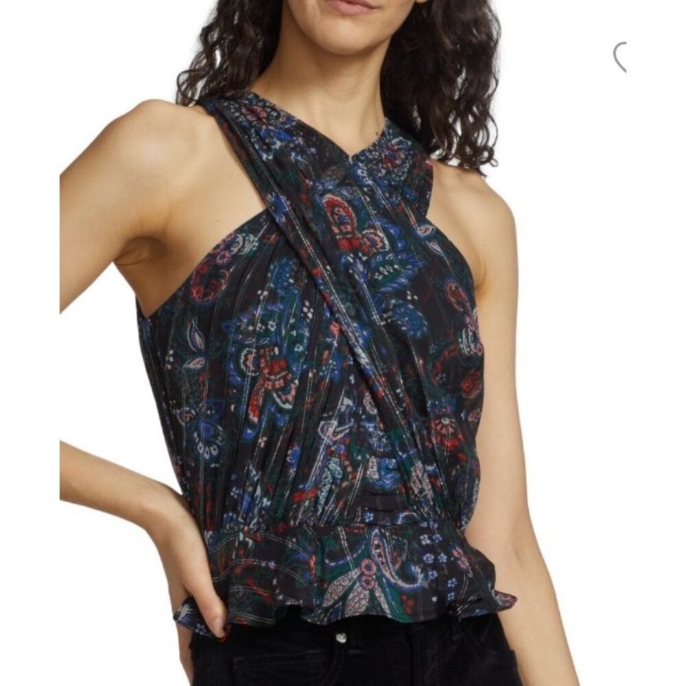 Veronica Beard Kailani Halter Metallic Top Size 10 Sleeveless NWT $398